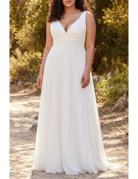 Boho Lace V-Neck A-Line Wedding Dress for Romantic Outdoor Ceremonies