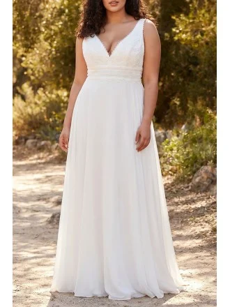 Boho Lace V-Neck A-Line Wedding Dress for Romantic Outdoor Ceremonies