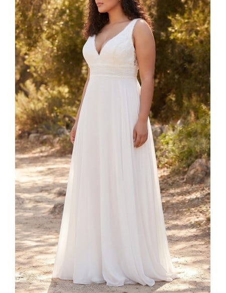 Boho Lace V-Neck A-Line Wedding Dress for Romantic Outdoor Ceremonies