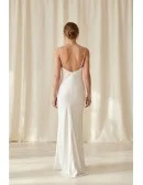 Minimalist Satin Slip Wedding Dress with Cowl Neck and Open Back for Courthouse Ceremonies