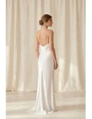 Minimalist Satin Slip Wedding Dress with Cowl Neck and Open Back for Courthouse Ceremonies