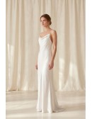 Minimalist Satin Slip Wedding Dress with Cowl Neck and Open Back for Courthouse Ceremonies