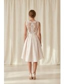 Short Lace-Bodice High-Low Wedding Dress for Romantic Courthouse Ceremonies