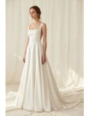 Minimalist Satin A-Line Wedding Dress with Low Back for a Modern Courthouse Ceremony