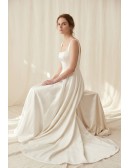 Minimalist Satin A-Line Wedding Dress with Low Back for a Modern Courthouse Ceremony