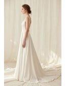 Minimalist Satin A-Line Wedding Dress with Low Back for a Modern Courthouse Ceremony