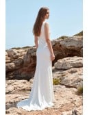 Minimalist Satin Cowl Neck Wedding Dress for Modern Beach or Seaside Ceremonies