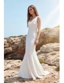 Minimalist Satin Cowl Neck Wedding Dress for Modern Beach or Seaside Ceremonies