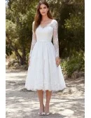 Long Sleeve Lace A-Line Wedding Dress with V-Back for Romantic Garden Ceremonies