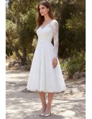 Long Sleeve Lace A-Line Wedding Dress with V-Back for Romantic Garden Ceremonies