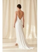 Minimalist Satin Slip Wedding Dress with Deep V Back for Modern Courthouse Brides