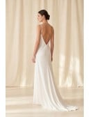Minimalist Satin Slip Wedding Dress with Deep V Back for Modern Courthouse Brides