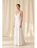 Minimalist Satin Slip Wedding Dress with Deep V Back for Modern Courthouse Brides