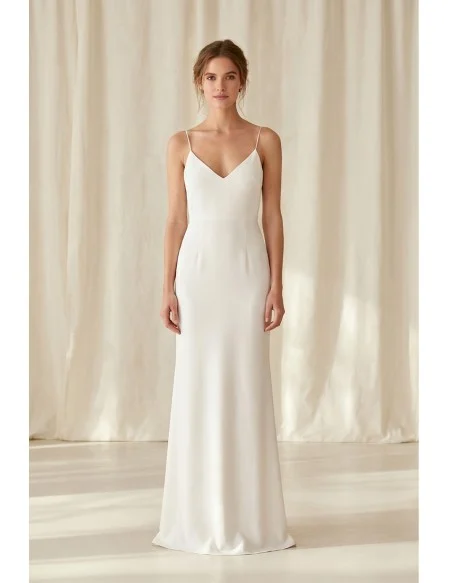 Minimalist Slip Wedding Dress with Low Back for Modern Courthouse or Elopement Brides