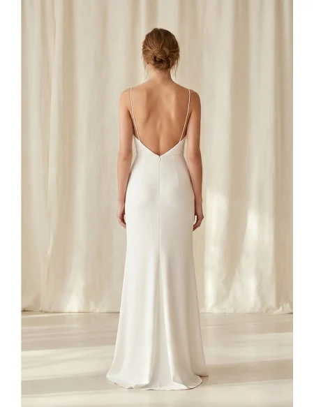 Minimalist Slip Wedding Dress with Low Back for Modern Courthouse or Elopement Brides