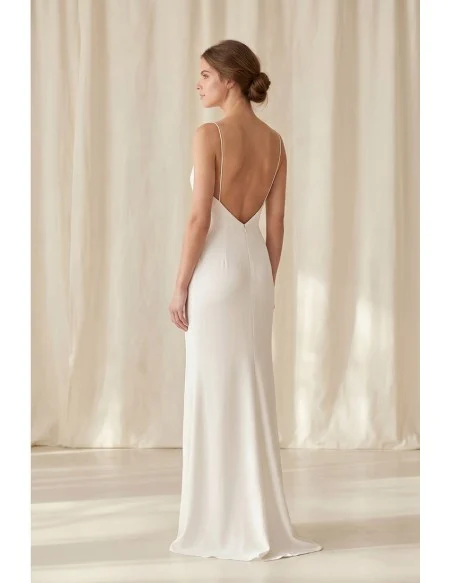 Minimalist Slip Wedding Dress with Low Back for Modern Courthouse or Elopement Brides