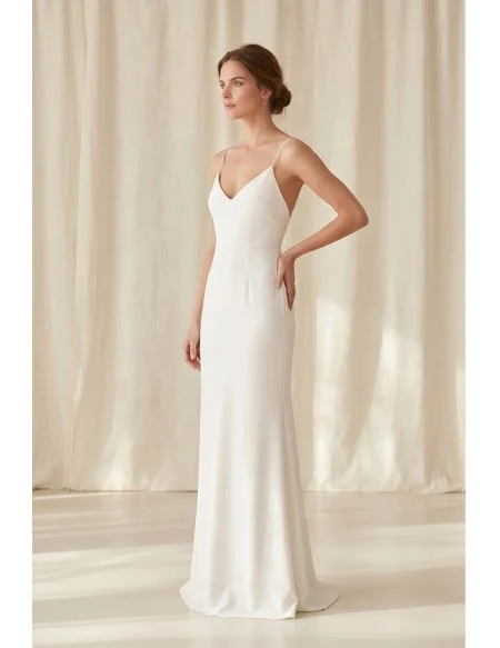 Minimalist Slip Wedding Dress with Low Back for Modern Courthouse or Elopement Brides