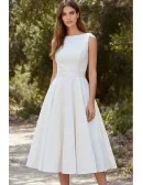 Elegant Tea-Length Wedding Dress with Bateau Neckline for Courthouse or Garden Ceremonies