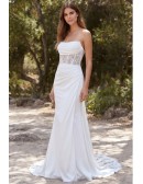 Strapless Lace Corset Satin Wedding Dress for an Outdoor Garden Ceremony