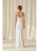 Minimalist Satin Slip Wedding Dress with Spaghetti Straps for Courthouse Ceremonies