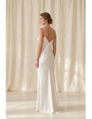 Minimalist Satin Slip Wedding Dress with Spaghetti Straps for Courthouse Ceremonies