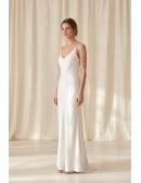 Minimalist Satin Slip Wedding Dress with Spaghetti Straps for Courthouse Ceremonies