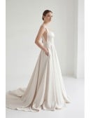 Minimalist Satin A-Line Wedding Dress with Square Neck and Low Back for Modern Ceremonies