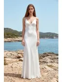 Minimalist Satin Slip Wedding Dress with Low Back for Effortless Beach Ceremonies