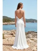 Minimalist Satin Slip Wedding Dress with Low Back for Effortless Beach Ceremonies