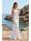 Minimalist Satin Slip Wedding Dress with Low Back for Effortless Beach Ceremonies