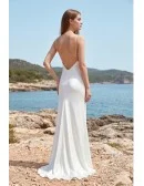 Minimalist Satin Slip Wedding Dress with Low Back for Effortless Beach Ceremonies