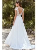 Boho Lace Illusion Wedding Dress with Double Slits for Outdoor Summer Ceremonies