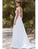 Boho Lace Illusion Wedding Dress with Double Slits for Outdoor Summer Ceremonies