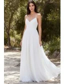 Boho Chiffon Spaghetti Strap Wedding Dress with Low Back for Beach Ceremonies
