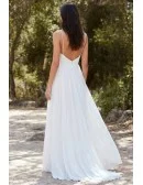 Boho Chiffon Spaghetti Strap Wedding Dress with Low Back for Beach Ceremonies