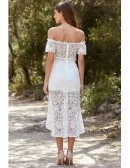 Boho Lace Two-Piece Off-Shoulder Wedding Dress for Beach or Outdoor Elopements