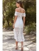 Boho Lace Two-Piece Off-Shoulder Wedding Dress for Beach or Outdoor Elopements