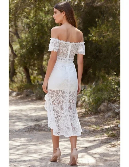 Boho Lace Two-Piece Off-Shoulder Wedding Dress for Beach or Outdoor Elopements