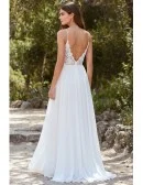 Boho Lace Bodice Wedding Dress with Slit for Effortless Outdoor Beach Ceremonies
