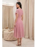 Chiffon Flowy A-Line Midi Dress for Garden Wedding