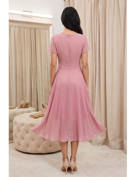 Chiffon Flowy A-Line Midi Dress for Garden Wedding