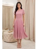 Chiffon Flowy A-Line Midi Dress for Garden Wedding