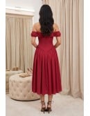 Off-Shoulder Corset Midi Dress for Wedding Guests