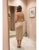 Satin Cowl Neck Strappy Slip Dress for Wedding Guests