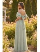 Chiffon Off-Shoulder Tie-Back Maxi Dress for Garden Wedding