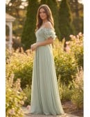 Chiffon Off-Shoulder Tie-Back Maxi Dress for Garden Wedding