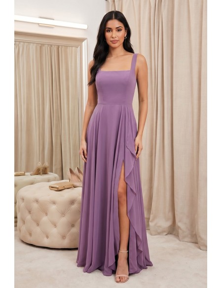 Chiffon Slit Maxi Dress for Outdoor Summer Weddings