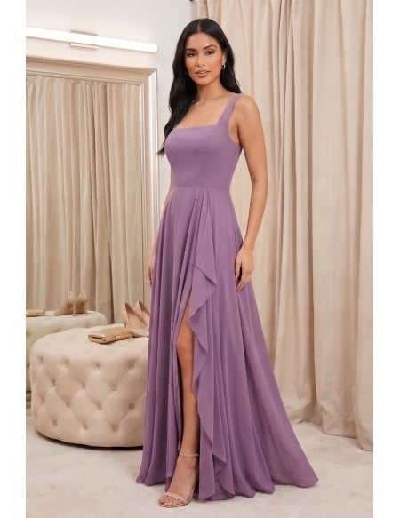 Chiffon Slit Maxi Dress for Outdoor Summer Weddings