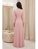 Chiffon Long Sleeve Slit Maxi Dress for Wedding Guests