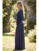 Satin Wrap Long-Sleeve Slit Maxi Dress for Garden Wedding